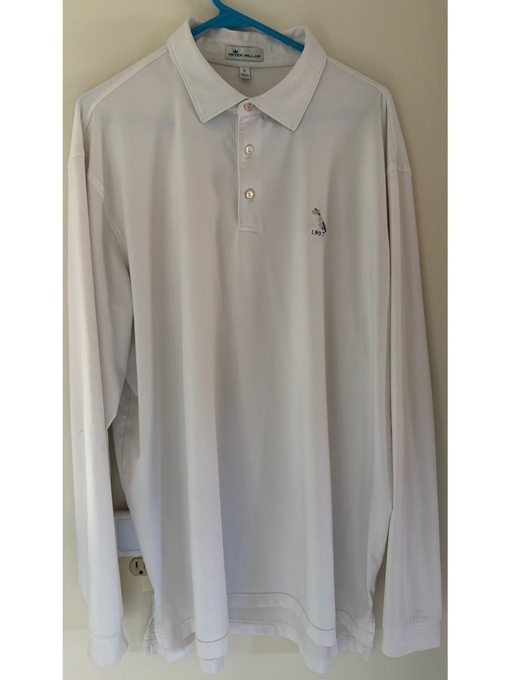 XL - Men - Peter Millar White Long Sleeve Polo